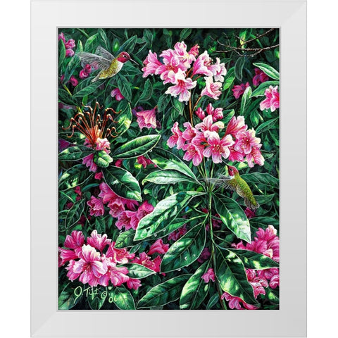 Annas And Rhodies White Modern Wood Framed Art Print by Tift, Jeff