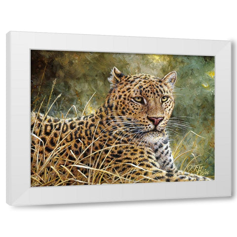 Leopard Portrait White Modern Wood Framed Art Print by Tift, Jeff