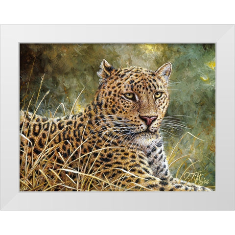 Leopard Portrait White Modern Wood Framed Art Print by Tift, Jeff