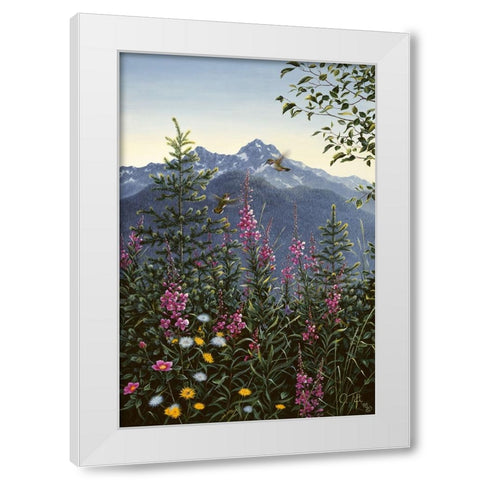 Hummingbirds White Modern Wood Framed Art Print by Tift, Jeff