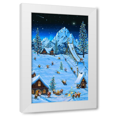 Woodland Games White Modern Wood Framed Art Print by Tift, Jeff