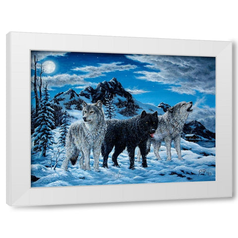 Night Howl White Modern Wood Framed Art Print by Tift, Jeff