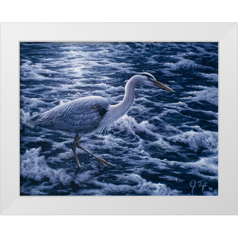 Evening Blues White Modern Wood Framed Art Print by Tift, Jeff