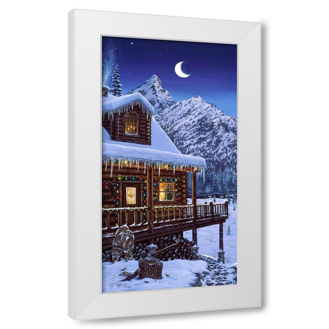 Mountain Home Christmas White Modern Wood Framed Art Print by Tift, Jeff