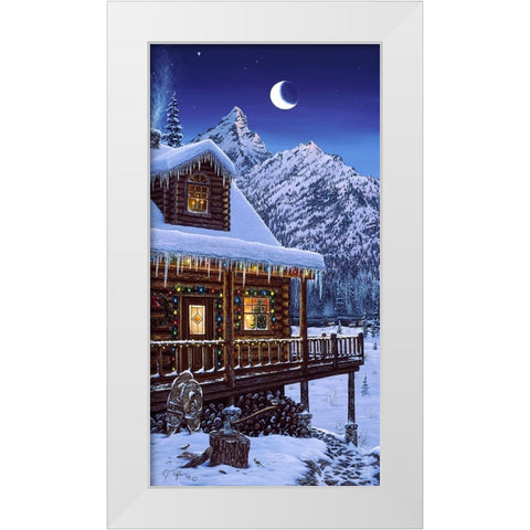 Mountain Home Christmas White Modern Wood Framed Art Print by Tift, Jeff