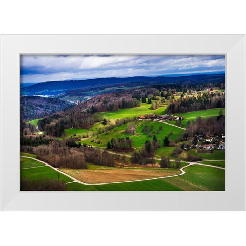Aerial View of the Hills Near Zurich White Modern Wood Framed Art Print by Jenny Rainbow Fine Art
