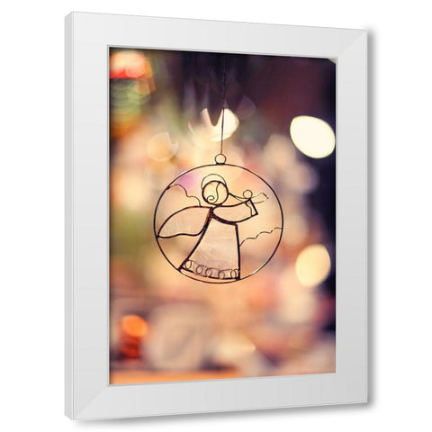 Christmas Angel White Modern Wood Framed Art Print by Jenny Rainbow Fine Art