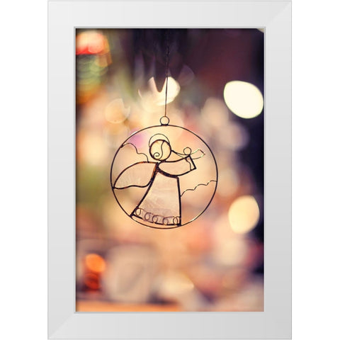 Christmas Angel White Modern Wood Framed Art Print by Jenny Rainbow Fine Art