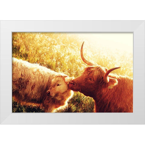 Fenella with Her Daughter White Modern Wood Framed Art Print by Jenny Rainbow Fine Art
