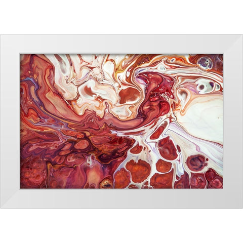 Fluid Acrylic Bringing Into Life 1 White Modern Wood Framed Art Print by Jenny Rainbow Fine Art