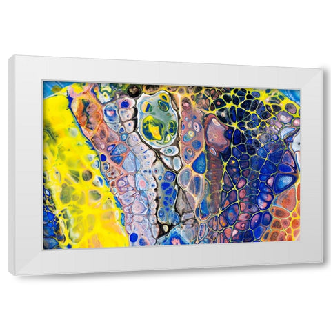Fluid Acrylic Colorful Night Dreams 1 White Modern Wood Framed Art Print by Jenny Rainbow Fine Art