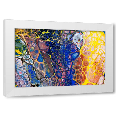 Fluid Acrylic Colorful Night Dreams 2 White Modern Wood Framed Art Print by Jenny Rainbow Fine Art