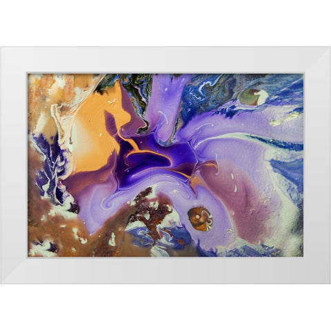 Fluid Acrylic Galactic Portal White Modern Wood Framed Art Print by Jenny Rainbow Fine Art