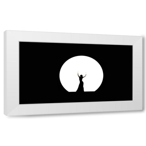 Full Moon Dance White Modern Wood Framed Art Print by Jenny Rainbow Fine Art
