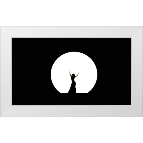 Full Moon Dance White Modern Wood Framed Art Print by Jenny Rainbow Fine Art