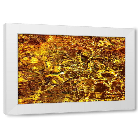 Golden Water Abstract White Modern Wood Framed Art Print by Jenny Rainbow Fine Art