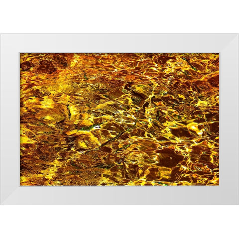 Golden Water Abstract White Modern Wood Framed Art Print by Jenny Rainbow Fine Art