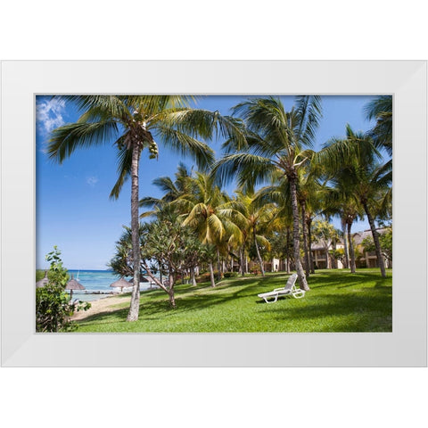 Tropical Beach in Mauritius White Modern Wood Framed Art Print by Jenny Rainbow Fine Art