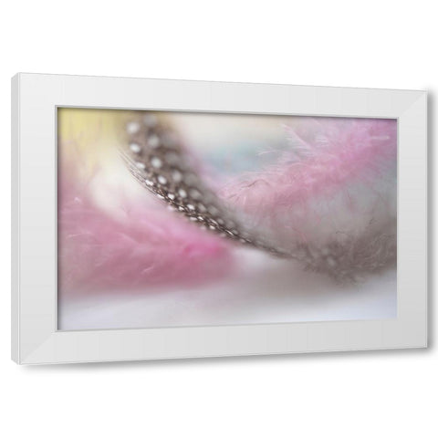 Angels Flight Series Nightingales Trill White Modern Wood Framed Art Print by Jenny Rainbow Fine Art
