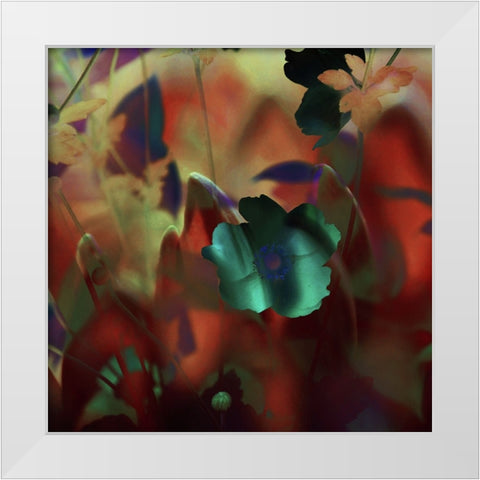 Moonlight Waltz of Flowers White Modern Wood Framed Art Print by Jenny Rainbow Fine Art