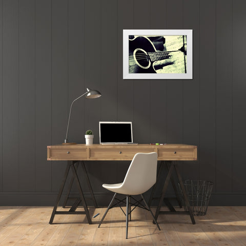 Music From the Heart White Modern Wood Framed Art Print by Jenny Rainbow Fine Art