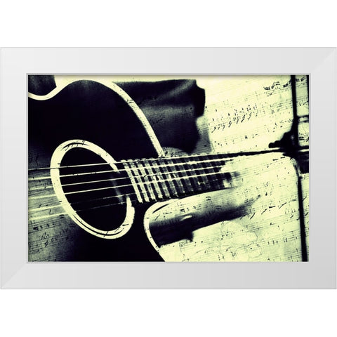 Music From the Heart White Modern Wood Framed Art Print by Jenny Rainbow Fine Art