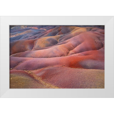 Seven Colored Earth of Chamarel White Modern Wood Framed Art Print by Jenny Rainbow Fine Art