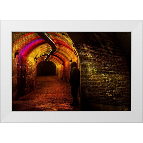Trajectum Lumen Project Ganzenmarkt Tunnel White Modern Wood Framed Art Print by Jenny Rainbow Fine Art
