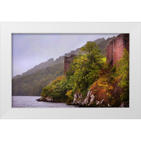 Urquhart Castle at Loch Ness White Modern Wood Framed Art Print by Jenny Rainbow Fine Art