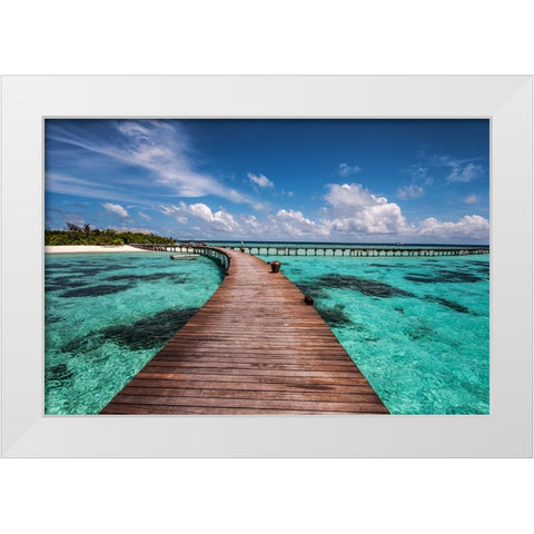 Walk over the Water White Modern Wood Framed Art Print by Jenny Rainbow Fine Art