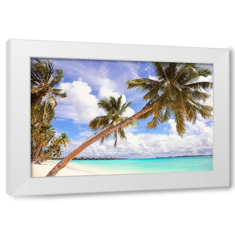 Whispering Palms White Modern Wood Framed Art Print by Jenny Rainbow Fine Art