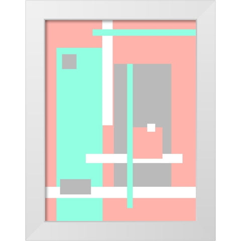 Digital Art Pastel Geometric Abstract White Modern Wood Framed Art Print by Jenny Rainbow Fine Art