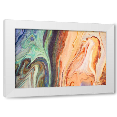 Fluid Acrylic  Heating Waves 1 White Modern Wood Framed Art Print by Jenny Rainbow Fine Art