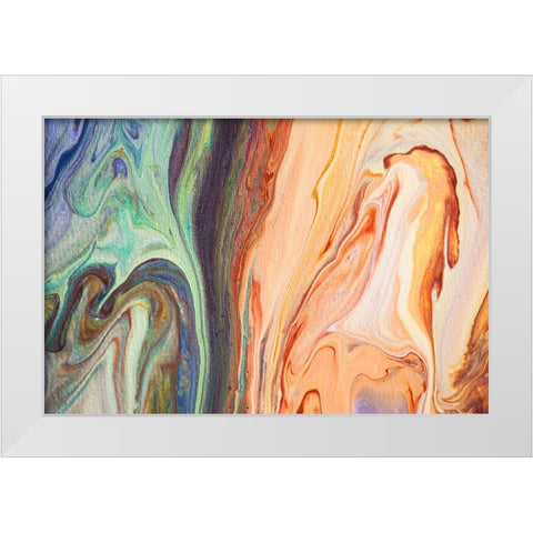 Fluid Acrylic  Heating Waves 1 White Modern Wood Framed Art Print by Jenny Rainbow Fine Art