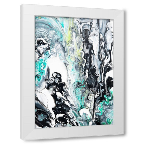 Fluid Acrylic  In Tropical Jungles White Modern Wood Framed Art Print by Jenny Rainbow Fine Art