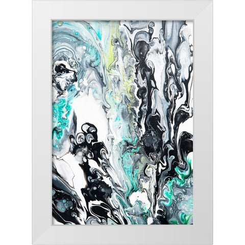 Fluid Acrylic  In Tropical Jungles White Modern Wood Framed Art Print by Jenny Rainbow Fine Art