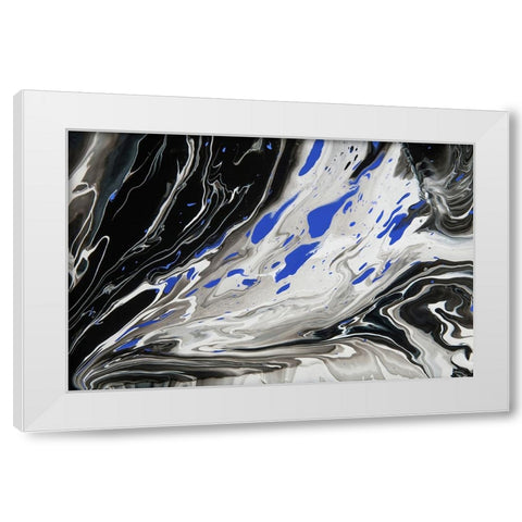 Fluid Acrylic Night Over Ocean 1 White Modern Wood Framed Art Print by Jenny Rainbow Fine Art
