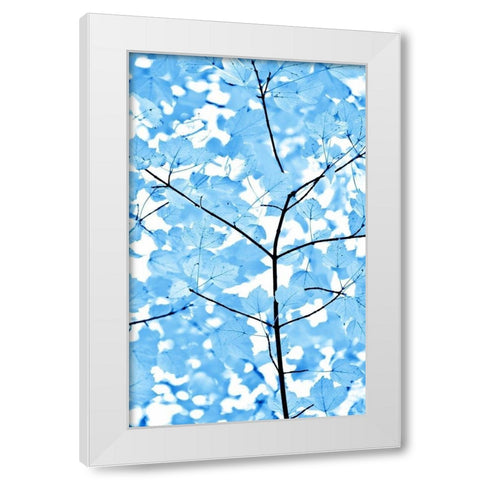 Blue Leaves 3 White Modern Wood Framed Art Print by Schell, Jennie Marie