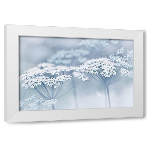 Blue Wildflowers White Modern Wood Framed Art Print by Schell, Jennie Marie