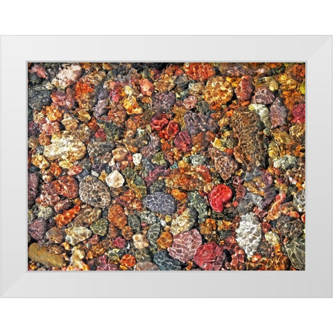 River Rocks White Modern Wood Framed Art Print by Schell, Jennie Marie