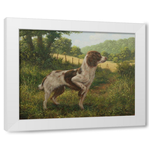 C964 Standing Springer(L) White Modern Wood Framed Art Print by Silver, John