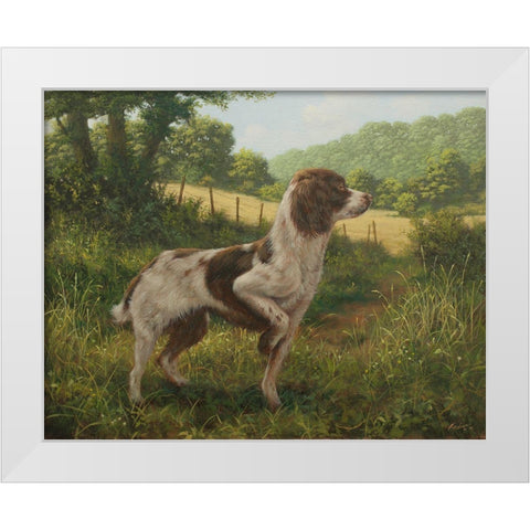C964 Standing Springer(L) White Modern Wood Framed Art Print by Silver, John
