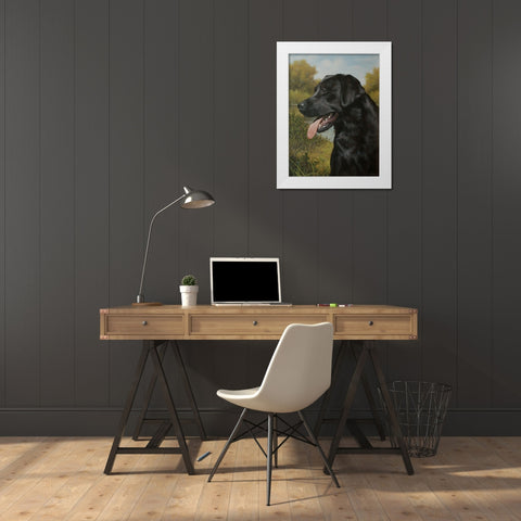 C973 Labrador by the Pool White Modern Wood Framed Art Print by Silver, John