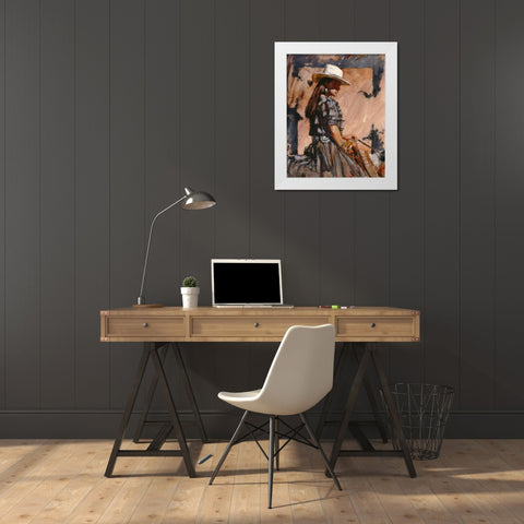 At A Walk White Modern Wood Framed Art Print by Knauf, J.E.