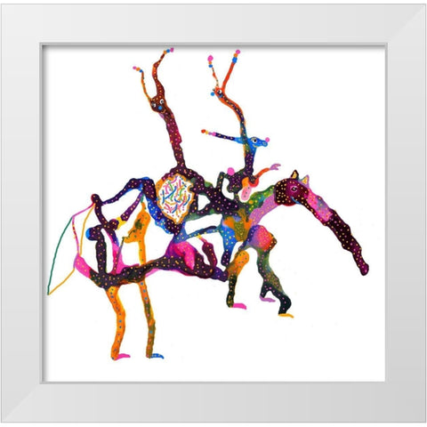Anteater Snails Bunny White Modern Wood Framed Art Print by Kwerki Studios