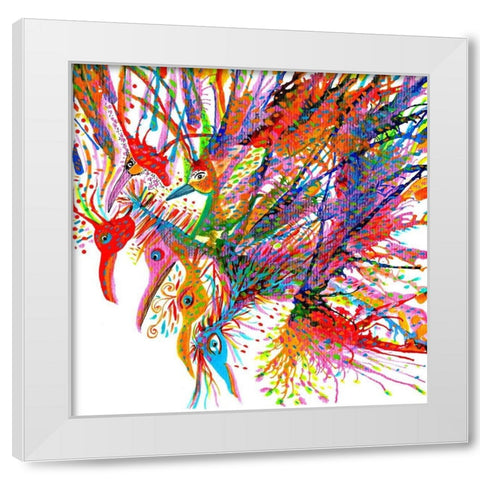 Birds In Flight  White Modern Wood Framed Art Print by Kwerki Studios