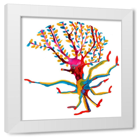 Buggy Tree White Modern Wood Framed Art Print by Kwerki Studios