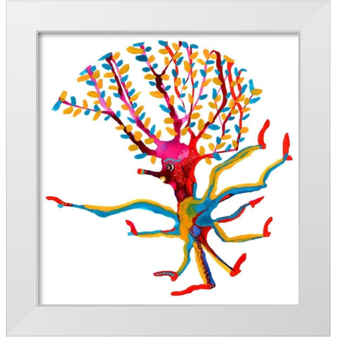 Buggy Tree White Modern Wood Framed Art Print by Kwerki Studios