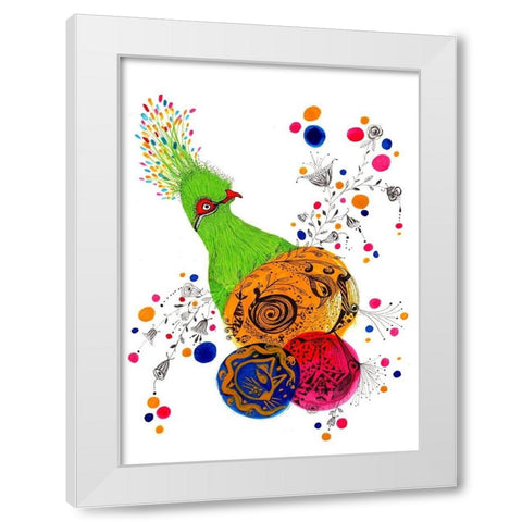 Happy Dots Flora White Modern Wood Framed Art Print by Kwerki Studios