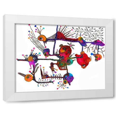 In A Maze White Modern Wood Framed Art Print by Kwerki Studios